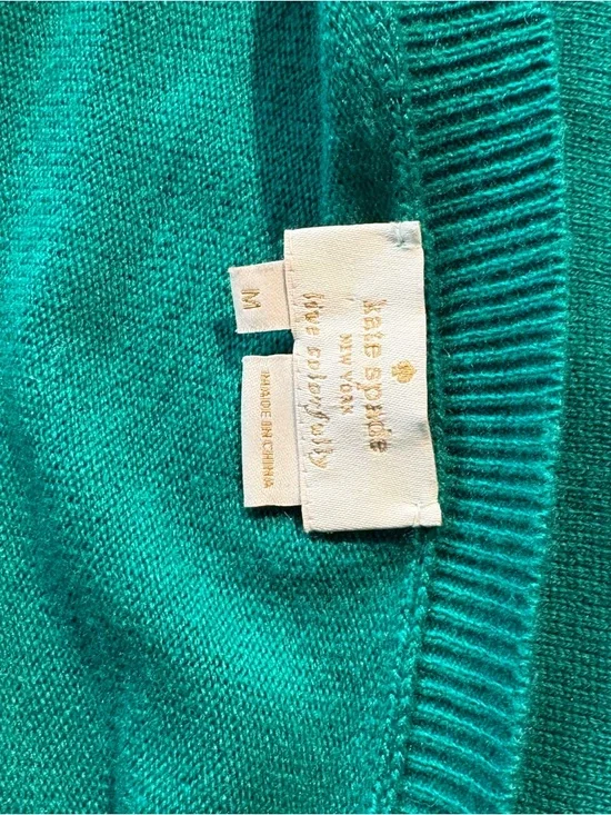 Kate Spade Sweater Embellished Brooch Wool Green M - Picture 7 of 8